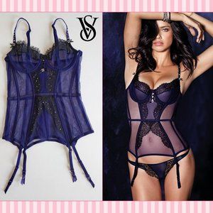 SEXY!! 🆕 NWT Victoria's Secret 34B Blue Bustier/Corset with Crystals & Lace